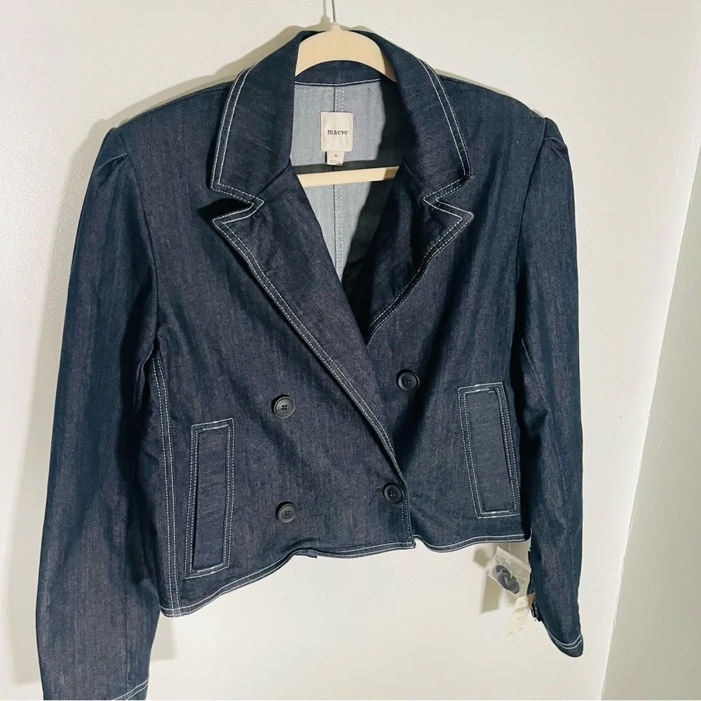 NWT Anthropologie Maeve Boxy Rinsed Denim Blazer
